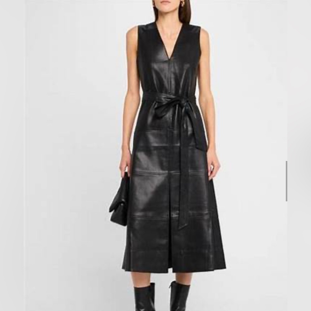 Tanya Taylor Vegan Leather Midi dress